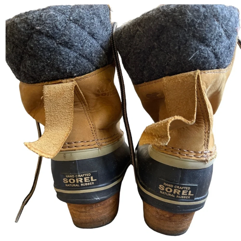 Womens Sorel Slimpack II Lace Elk/Black Leather Boots NL2348-286 Size 8.5‎